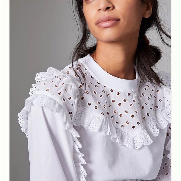 NWT Anthropologie Caty Ruffled Eyelet Blouse XL B-1149 - Picture 4 of 9